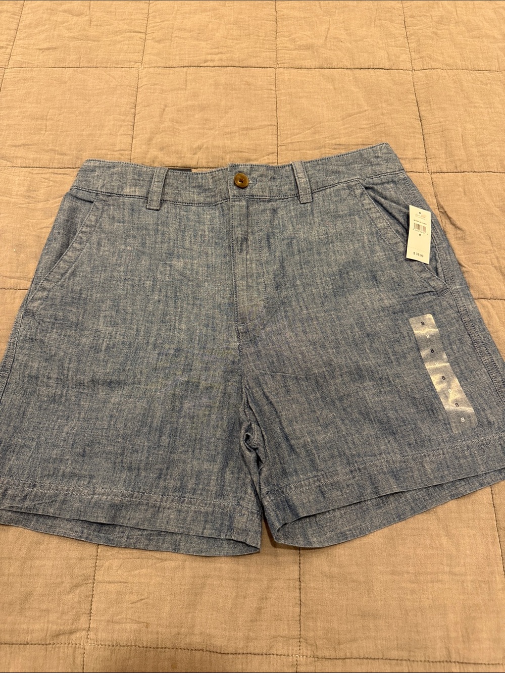 GAP Light Chambray Shorts — Light Blue